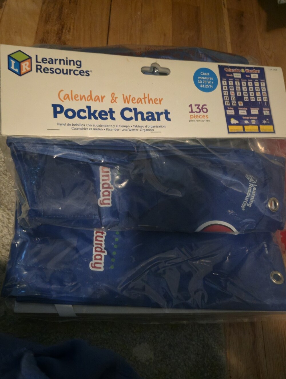 New Learning Resources Classroom Calendar & Weather Pocket Chart - Navy Blue